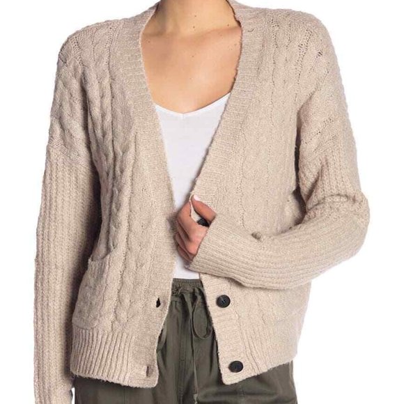 John & Jenn V Neck Button Cardigan Womens Cropped - Picture 1 of 9